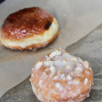 Crème Brûlée Doughnut and Cashew and Orange Blossom Doughnut / Doughnut Plant / New York, 2014