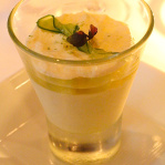 Lime posset with cucumber, shiso and meringue / Annisa (New York, 2014)